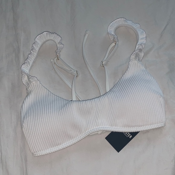 white ribbed ruffle bikini top - Picture 2 of 3